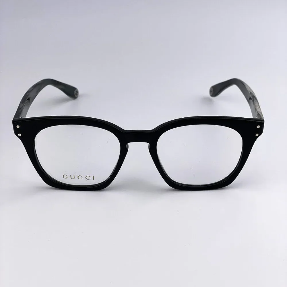 🔥 GUCCI Logo GG0572O 009 Eyeglasses Black Gray Square Unisex
